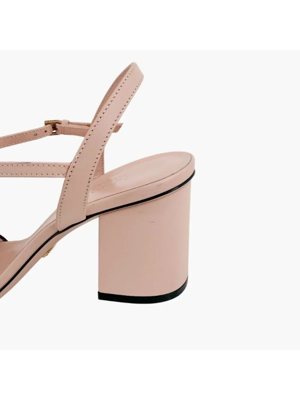 Gucci Marmont GG Block Heel Sandals Heels Nude Pink Leather Size 36.5 US 6.5 - Picture 12 of 16